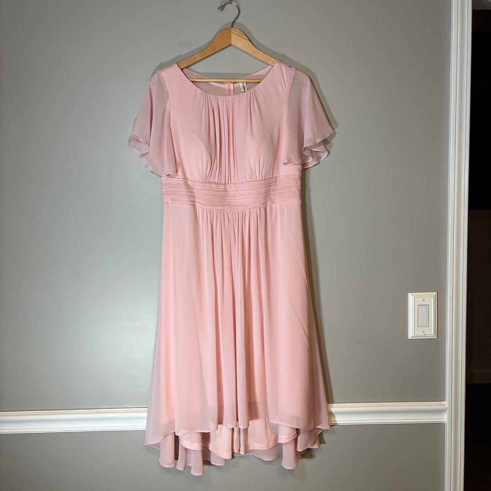 Ever-Pretty Pink Chiffon Flutter Sleeve High-Low Formal Dress EG02053-4 A US 14